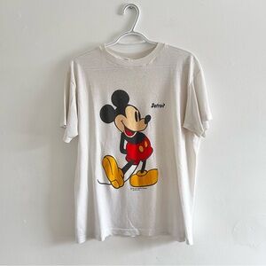 Vintage 80’s White Mickey Mouse T shirt Detroit Walt Disney